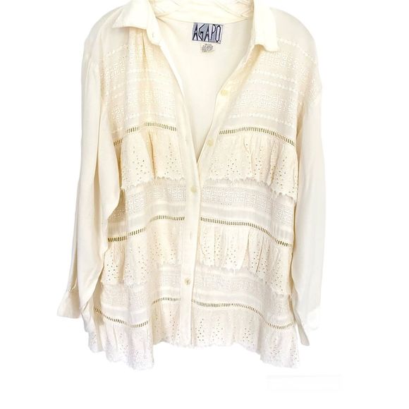 Agapo Ivory Button Down Shirt - Picture 1 of 6